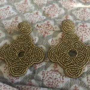 Kenneth Lane Gold Beaded Statement Earrings